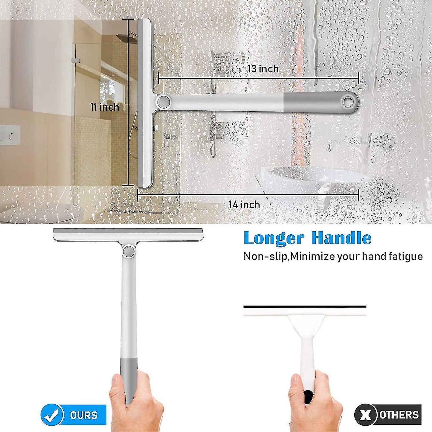 Silicone Shower Squeegee with Rotating Handle for Bathroom/Window V1263-JX-5215