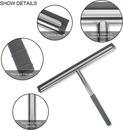Stainless Steel Silicone Shower Squeegee, Glass Cleaning Tool V1263-JX-5222