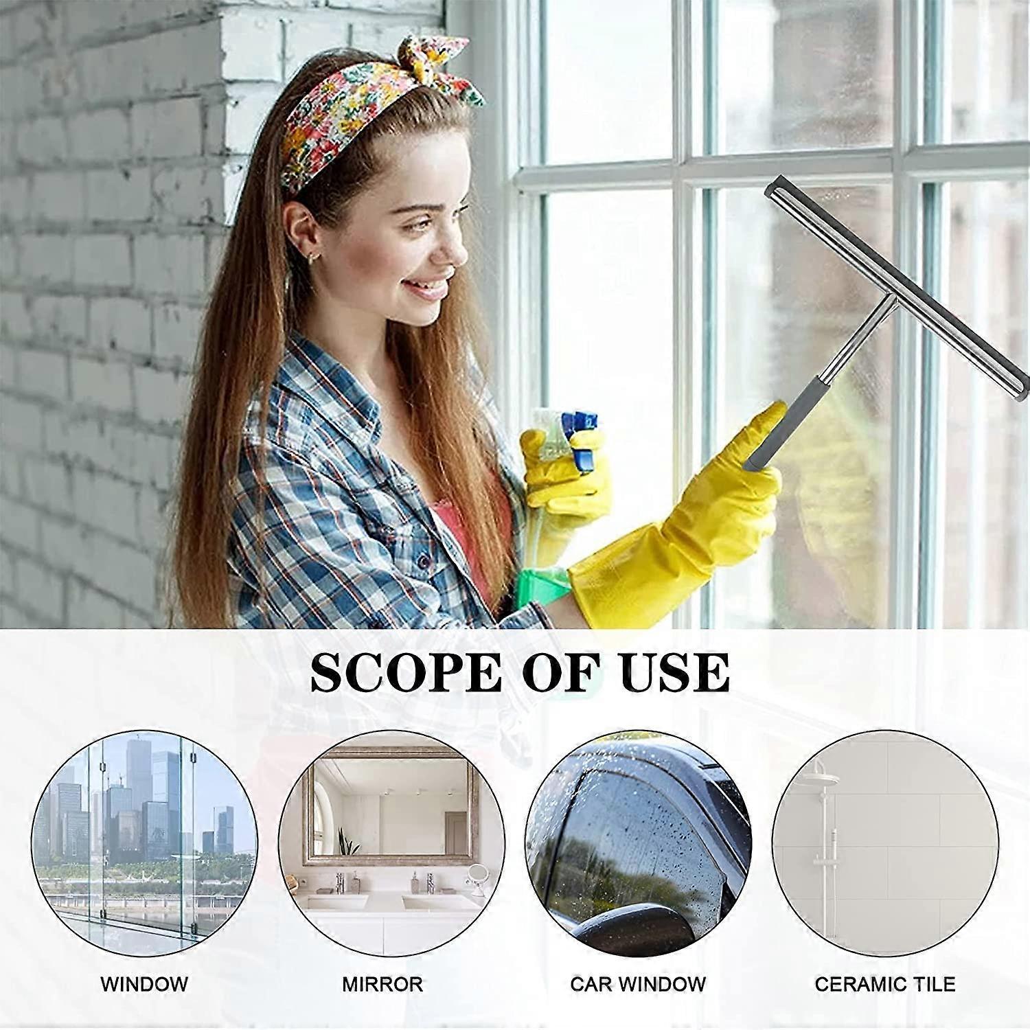 Stainless Steel Silicone Shower Squeegee, Glass Cleaning Tool V1263-JX-5222
