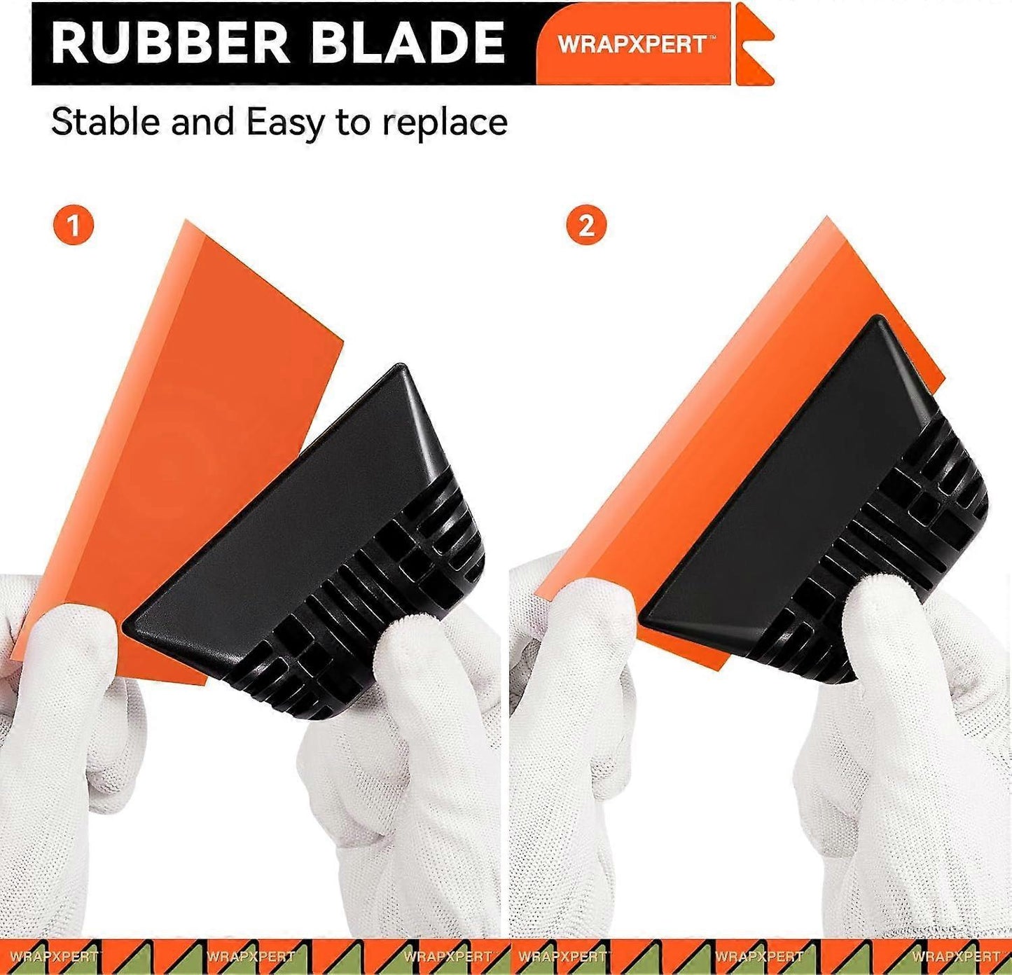 2pcs Orange Window Tint Squeegees, Non-Slip Rubber Handle PPF Tools V1263-JX-5223