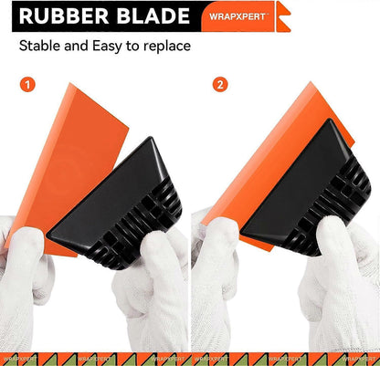 2pcs Orange Window Tint Squeegees, Non-Slip Rubber Handle PPF Tools V1263-JX-5223