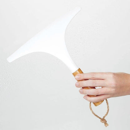 Set of 2 White/Natural Shower Squeegees with Hanging Ring for Glass/Window V1263-JX-5231