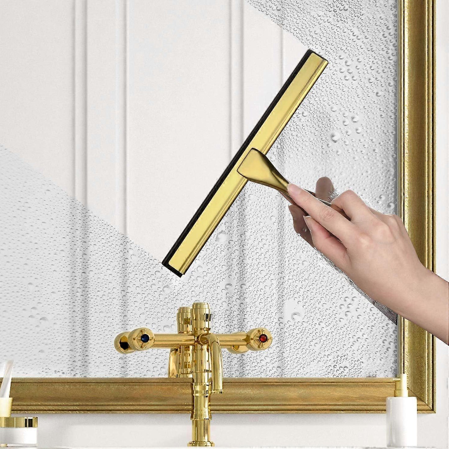 Stainless Steel & Silicone Shower Squeegee with Holder for Windows/Glass V1263-JX-5244