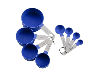 8Pcs/Set Stainless Steel Handle Measuring Spoons Baking Cooking Scale Scoop-Green V1263-JX-525