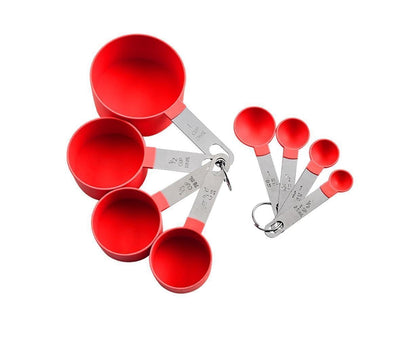 8Pcs/Set Stainless Steel Handle Measuring Spoons Baking Cooking Scale Scoop-Green V1263-JX-525