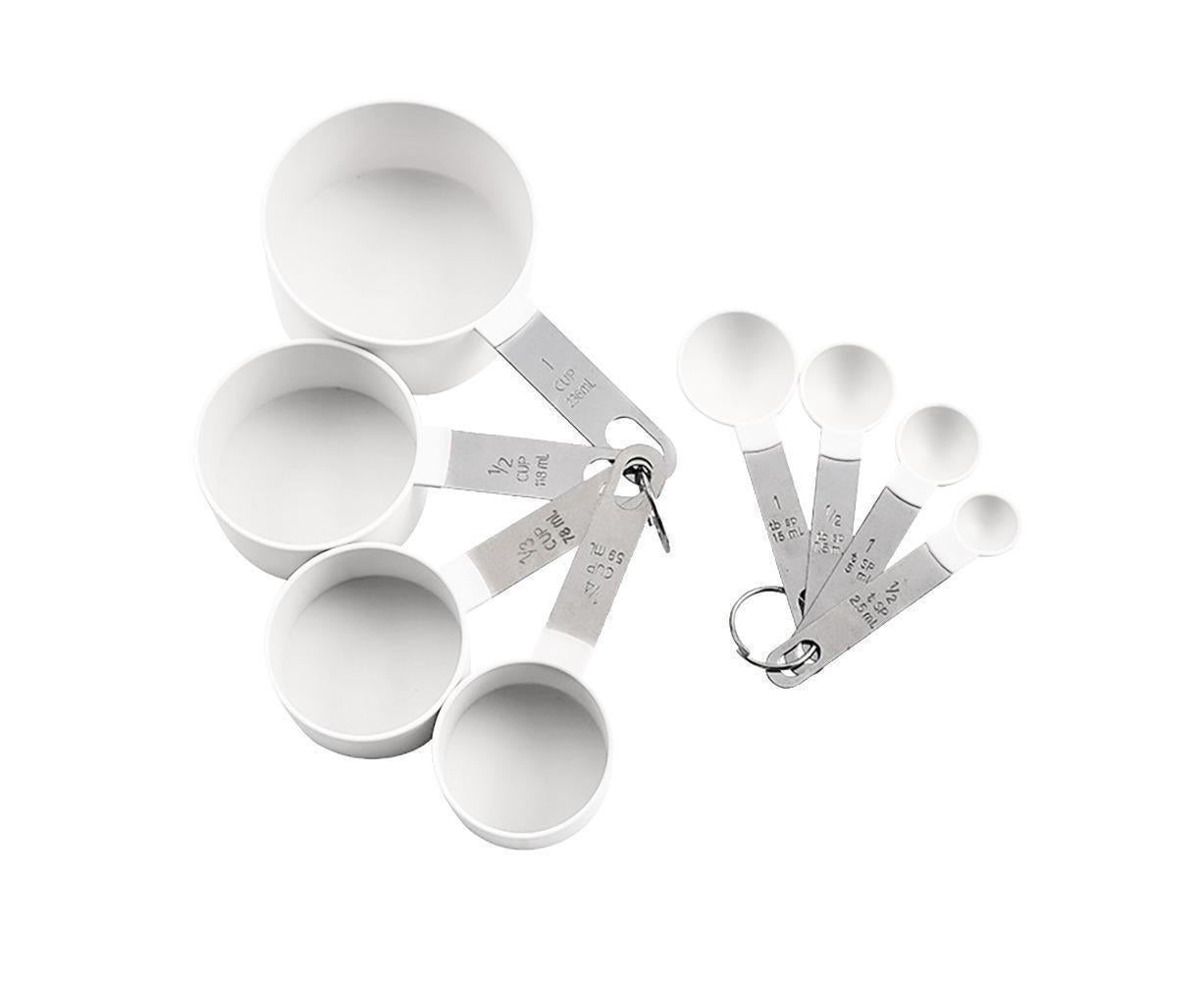 8Pcs/Set Stainless Steel Handle Measuring Spoons Baking Cooking Scale Scoop-Green V1263-JX-525