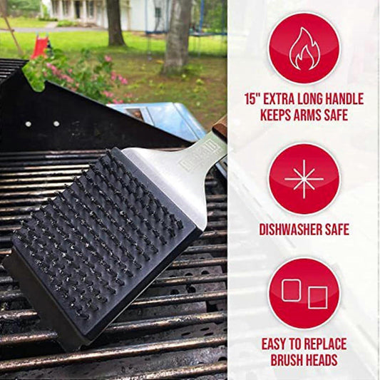 Triple Grill Cleaning Brush with Scraper, BBQ Tool V1263-JX-5265
