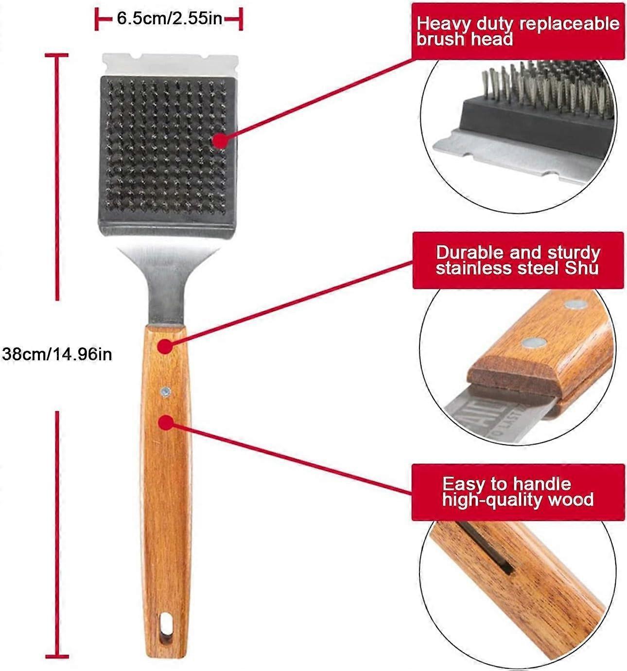 Triple Grill Cleaning Brush with Scraper, BBQ Tool V1263-JX-5265