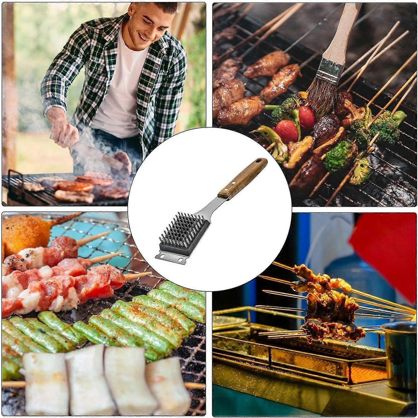Triple Grill Cleaning Brush with Scraper, BBQ Tool V1263-JX-5265