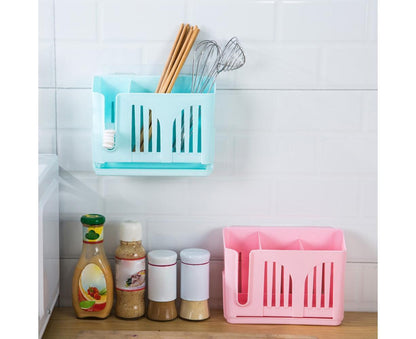 Home Chopsticks Cage Wall-mounted Drain Storage Rack Fork Knife Spoon Holder-Beige V1263-JX-527