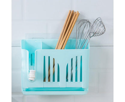 Home Chopsticks Cage Wall-mounted Drain Storage Rack Fork Knife Spoon Holder-Beige V1263-JX-527
