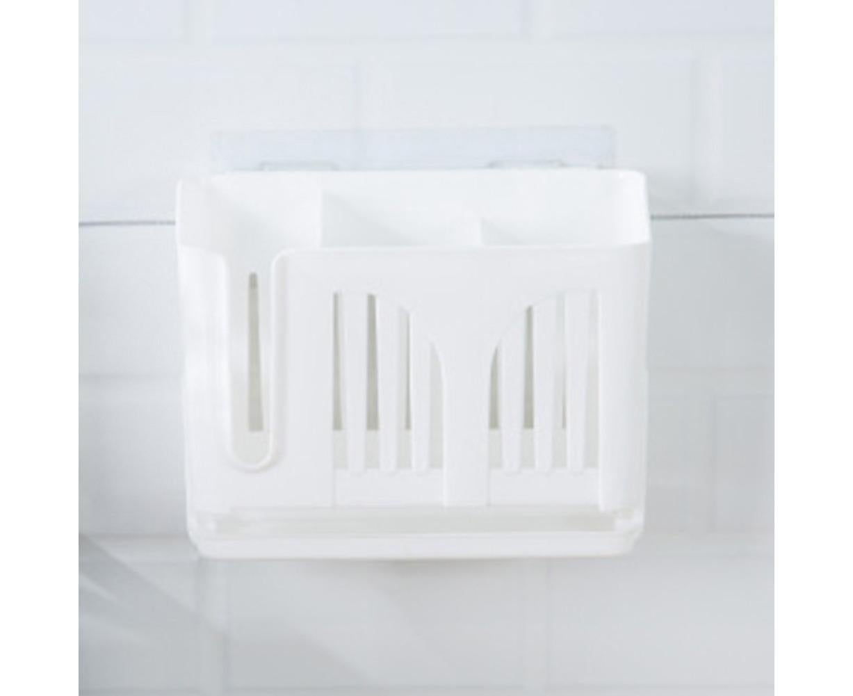 Home Chopsticks Cage Wall-mounted Drain Storage Rack Fork Knife Spoon Holder-Beige V1263-JX-527