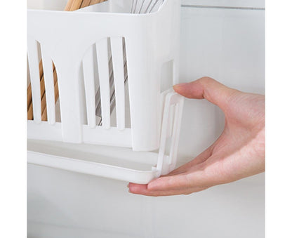 Home Chopsticks Cage Wall-mounted Drain Storage Rack Fork Knife Spoon Holder-Beige V1263-JX-527