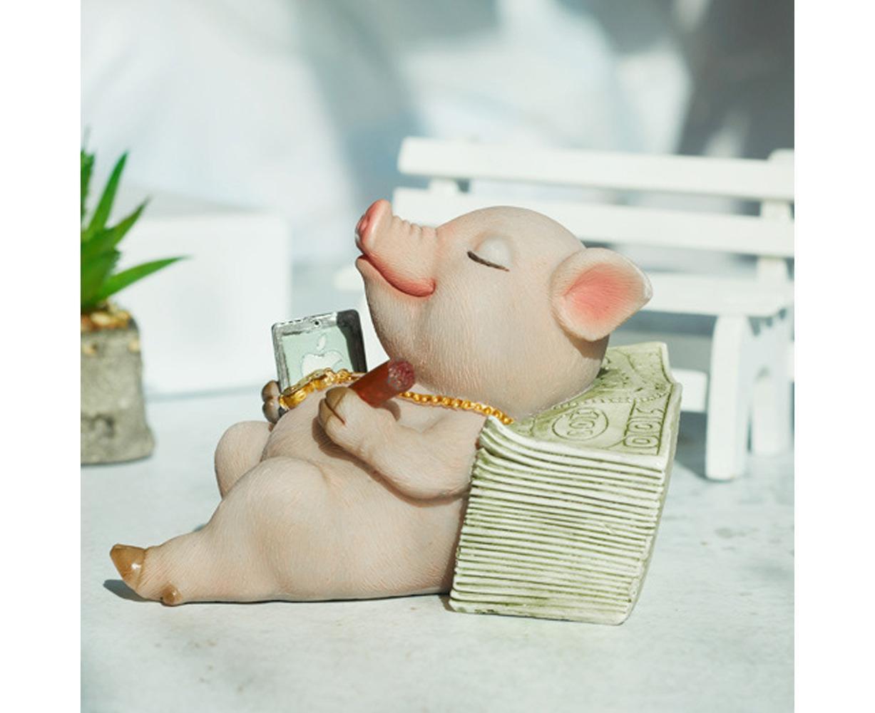 Lovely Moving Brick Reading Book Pig Ornament Home Desktop Decor Resin Craft-5# V1263-JX-528