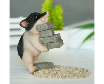Lovely Moving Brick Reading Book Pig Ornament Home Desktop Decor Resin Craft-5# V1263-JX-528