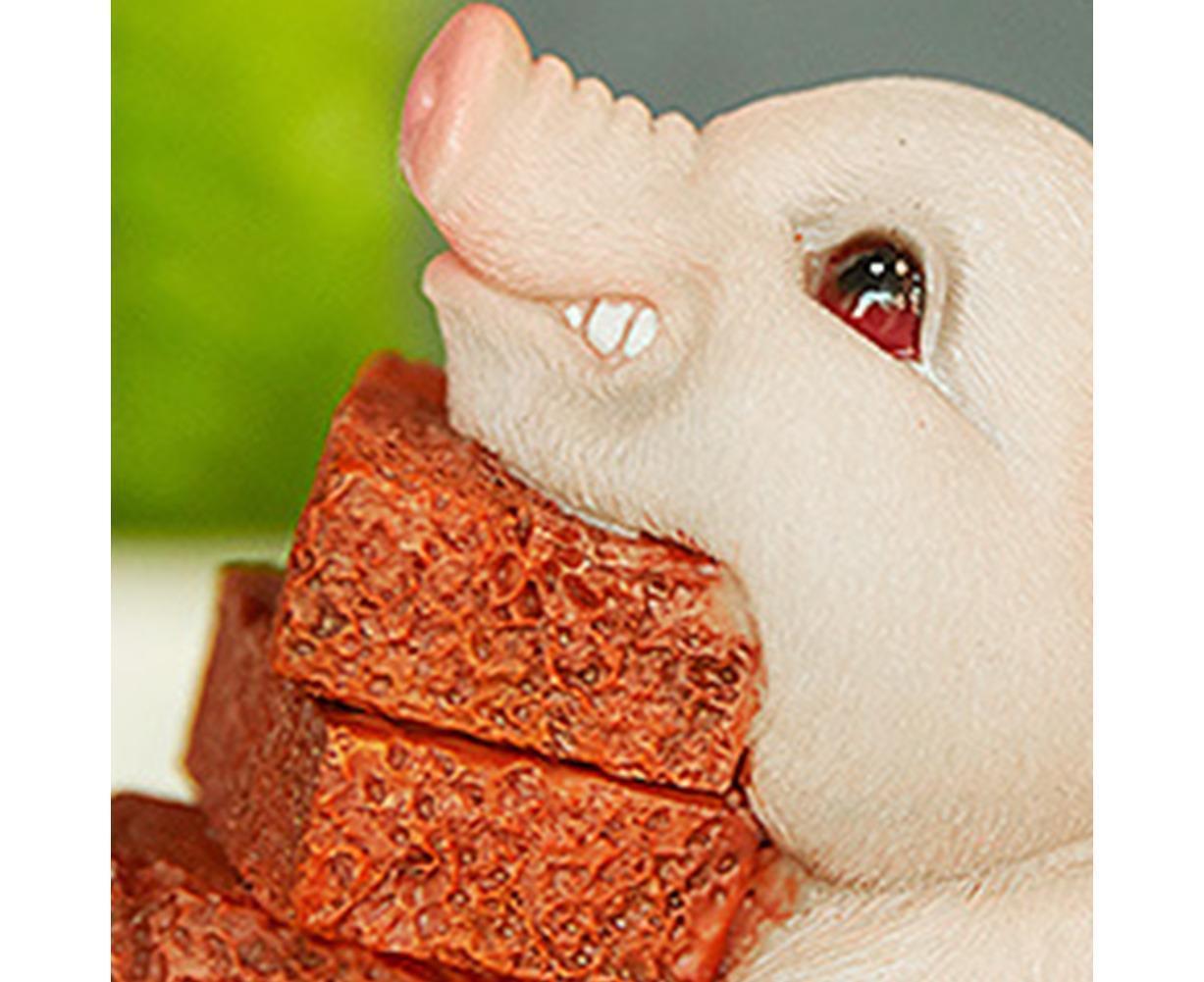 Lovely Moving Brick Reading Book Pig Ornament Home Desktop Decor Resin Craft-5# V1263-JX-528