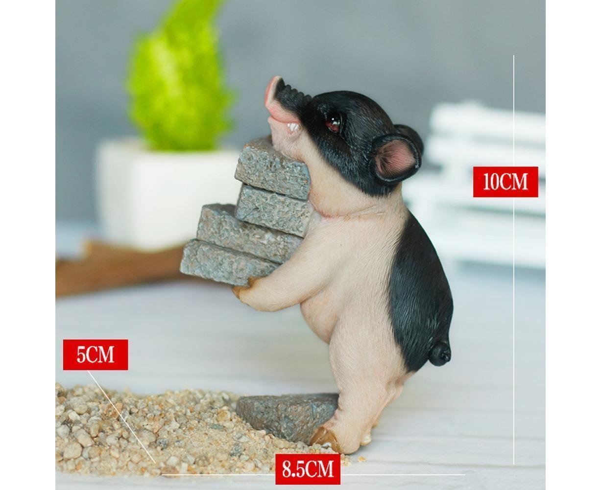 Lovely Moving Brick Reading Book Pig Ornament Home Desktop Decor Resin Craft-5# V1263-JX-528