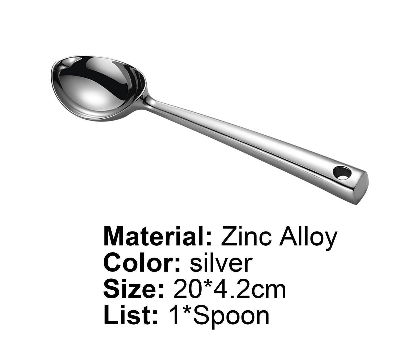 Ice Cream Scoop Anti-slid Stainless Steel Ice Cream Spoon-Home-Silver V1263-JX-530