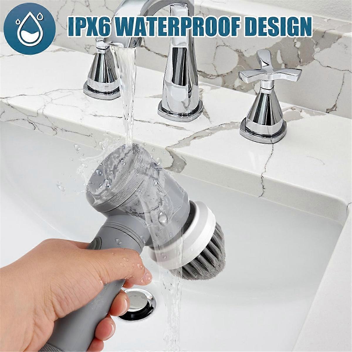 Electric Cleaning Brush with 6 Attachments, Rechargeable Scrubber V1263-JX-5308