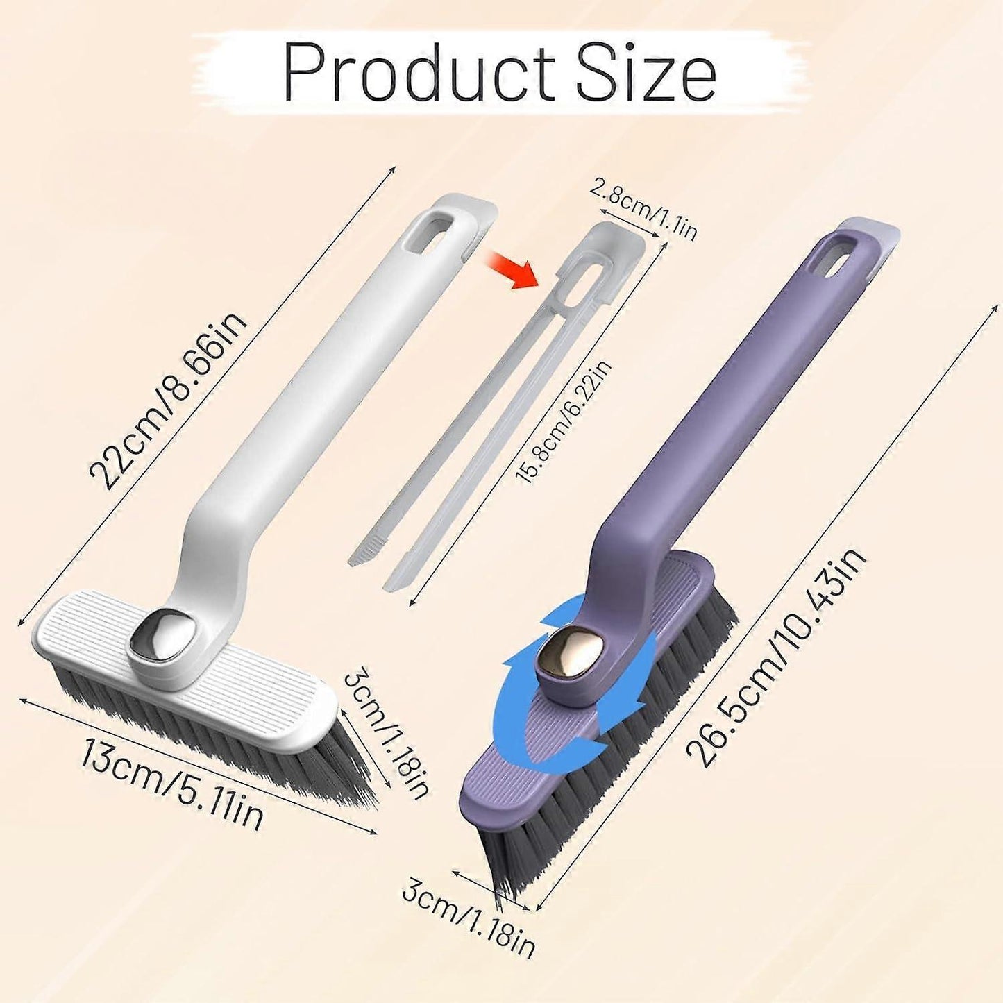 Rotating Crevice Cleaning Brush for Windows & Bathroom Gaps V1263-JX-5316