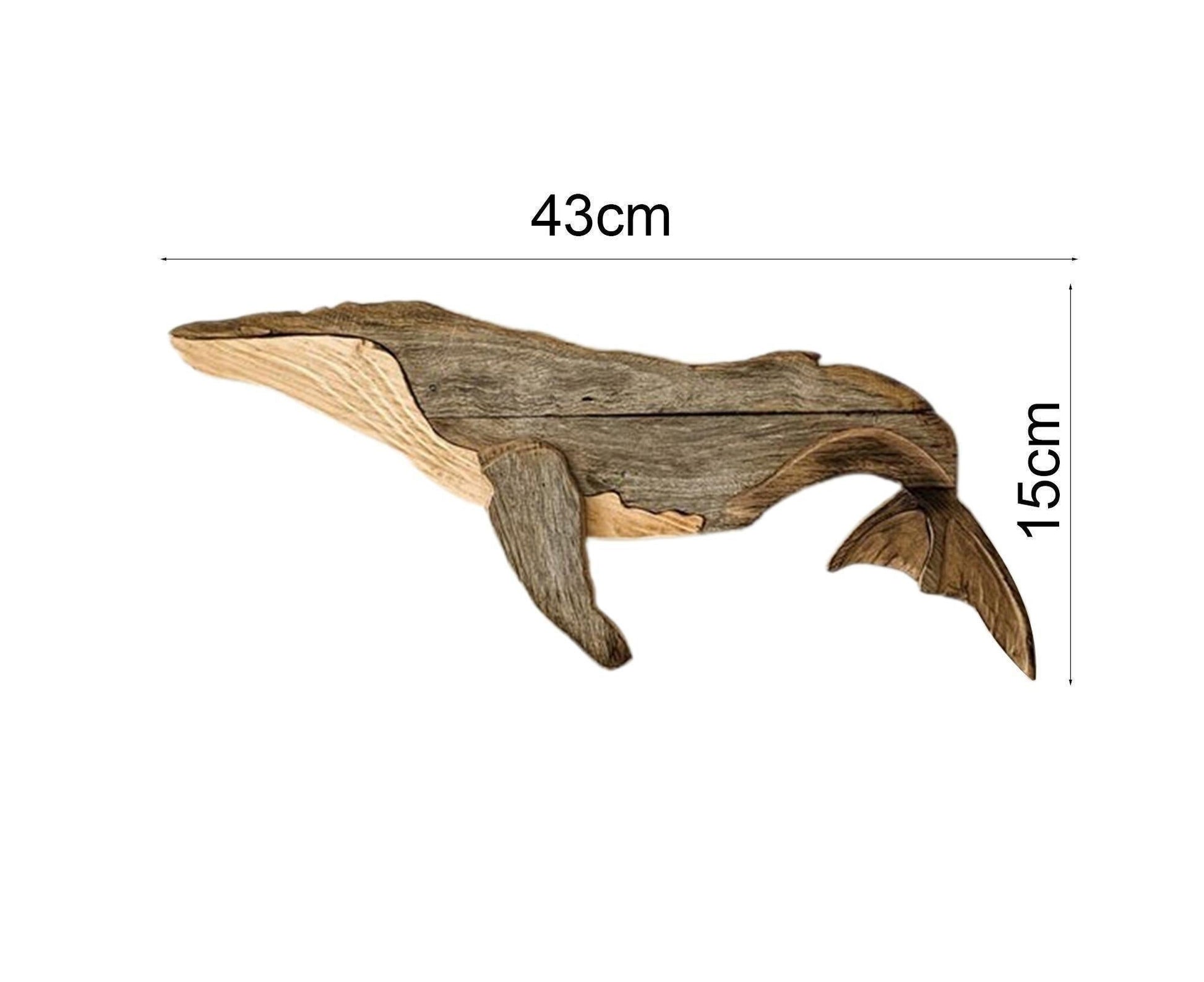 Animal Ornament Practical Realistic Wood Marine Element Whale Wall Decoration for Home-Whale V1263-JX-532