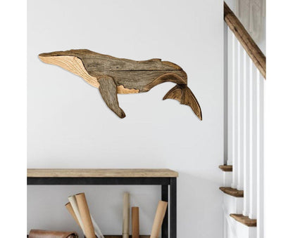 Animal Ornament Practical Realistic Wood Marine Element Whale Wall Decoration for Home-Whale V1263-JX-532