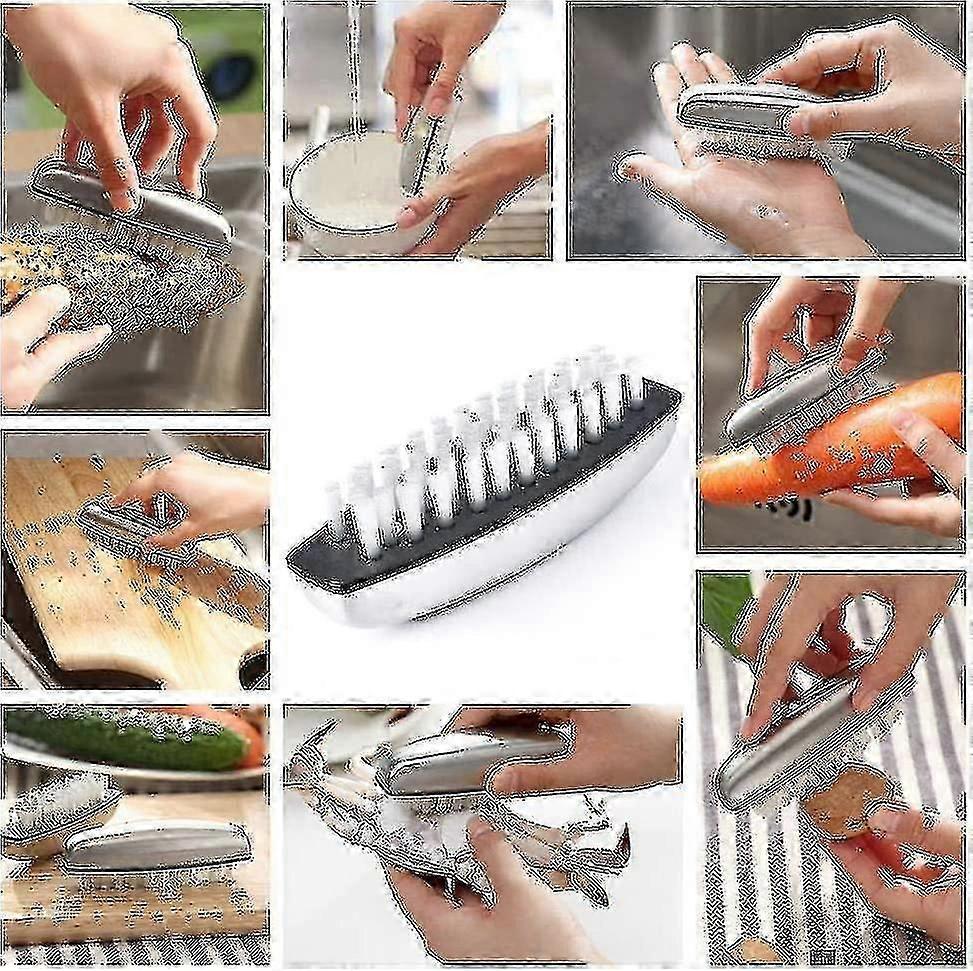 2pcs Fingernail Bristle Cleaning Brushes, Hand Massage Scrub V1263-JX-5328