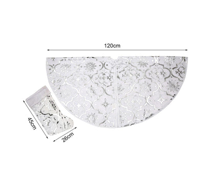 Tree Skirt Polyester Snowflake Pattern Tree Carpet-White V1263-JX-533