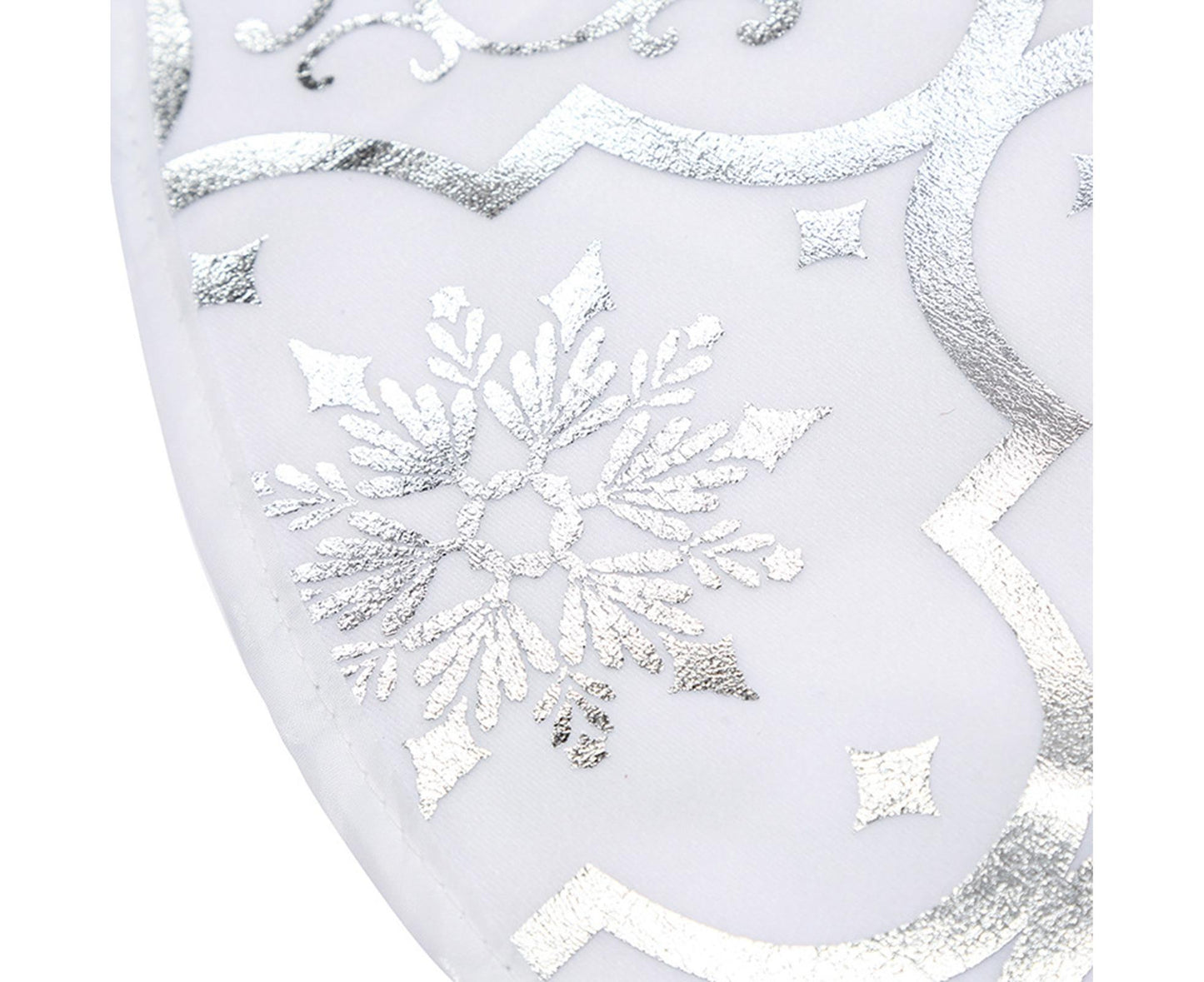 Tree Skirt Polyester Snowflake Pattern Tree Carpet-White V1263-JX-533