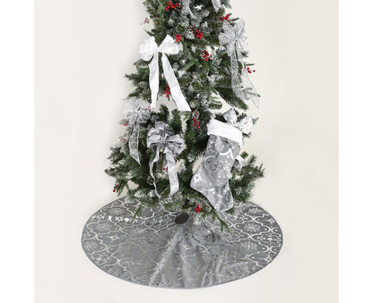 Tree Skirt Polyester Snowflake Pattern Tree Carpet-White V1263-JX-533