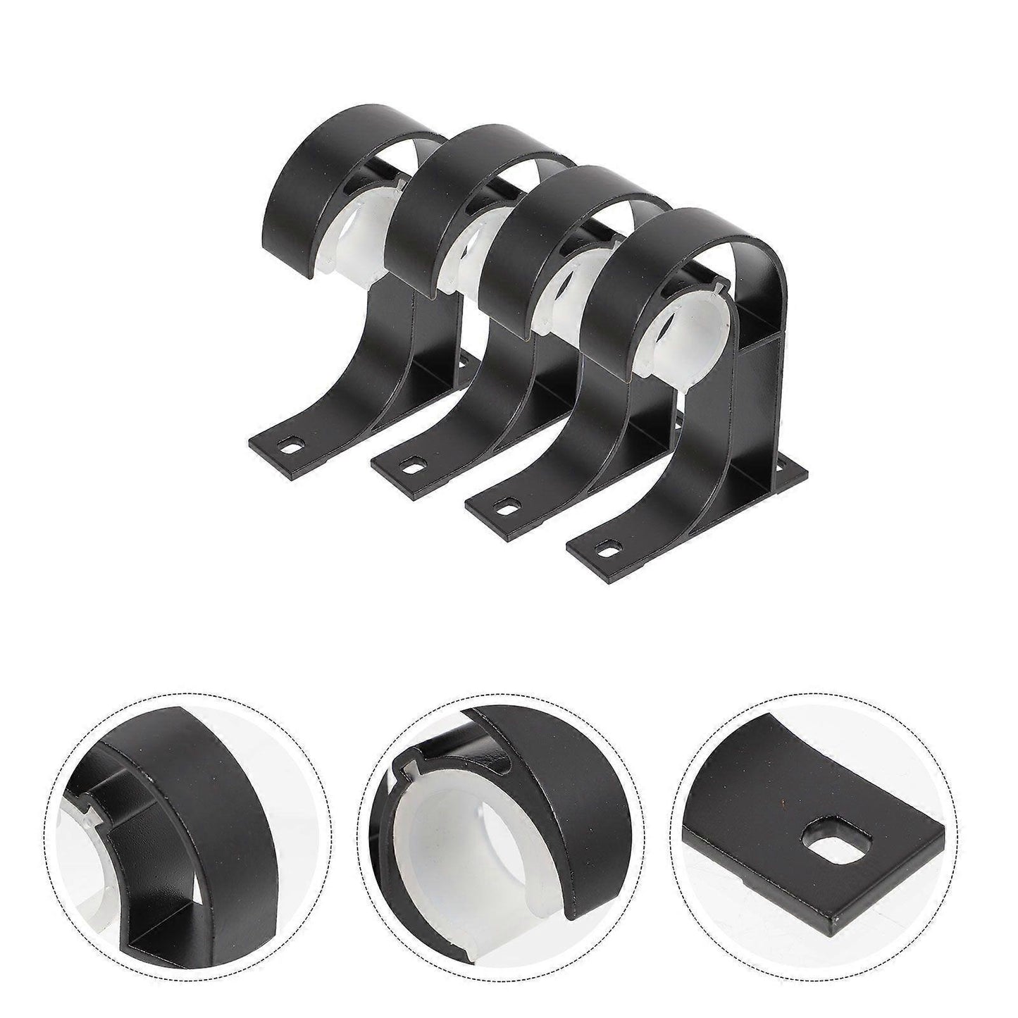 4pcs Curtain Rod Brackets, Heavy-Duty Curtain Rod Holders & Hooks V1263-JX-5335