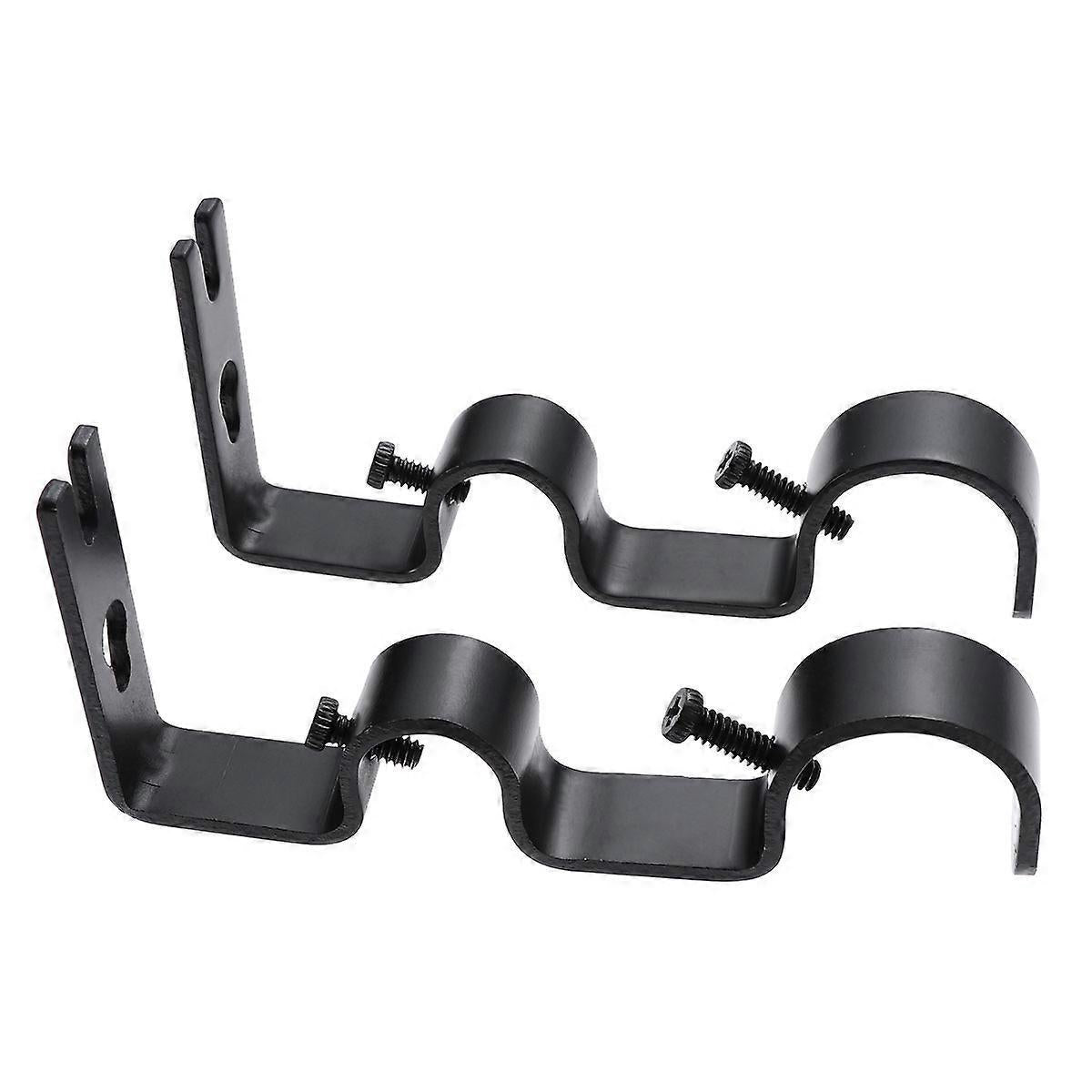 2pcs Tension Curtain Rods, Black & White with Brackets & Holders V1263-JX-5336