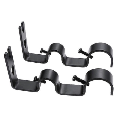 2pcs Tension Curtain Rods, Black & White with Brackets & Holders V1263-JX-5336