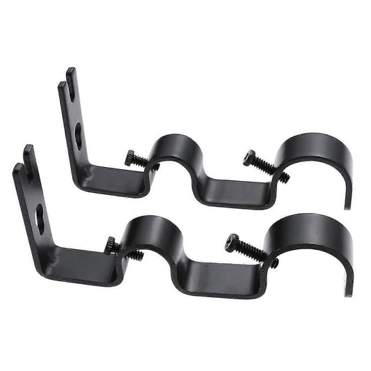2pcs Tension Curtain Rods, Black & White with Brackets & Holders V1263-JX-5336