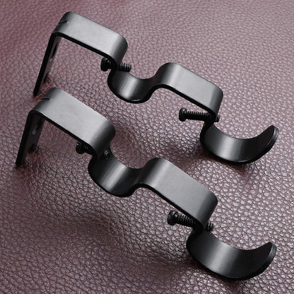 2pcs Tension Curtain Rods, Black & White with Brackets & Holders V1263-JX-5336