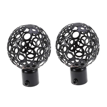2pcs Curtain Rod Ends, Black Hollow Decorative Finials for Drapes V1263-JX-5339