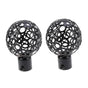 2pcs Curtain Rod Ends, Black Hollow Decorative Finials for Drapes V1263-JX-5339