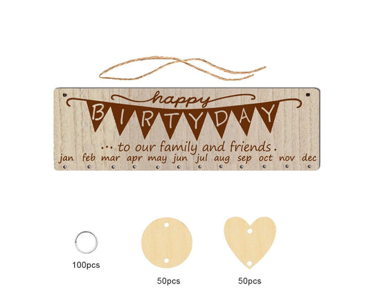 Wall Hanging Calendar Wooden Words Print Family Home Ornaments Office Decor- H V1263-JX-534
