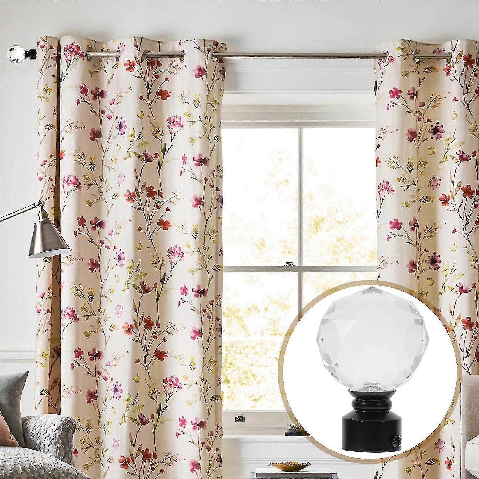2pcs White Glass Ball Curtain Rod Ends with Brackets V1263-JX-5343