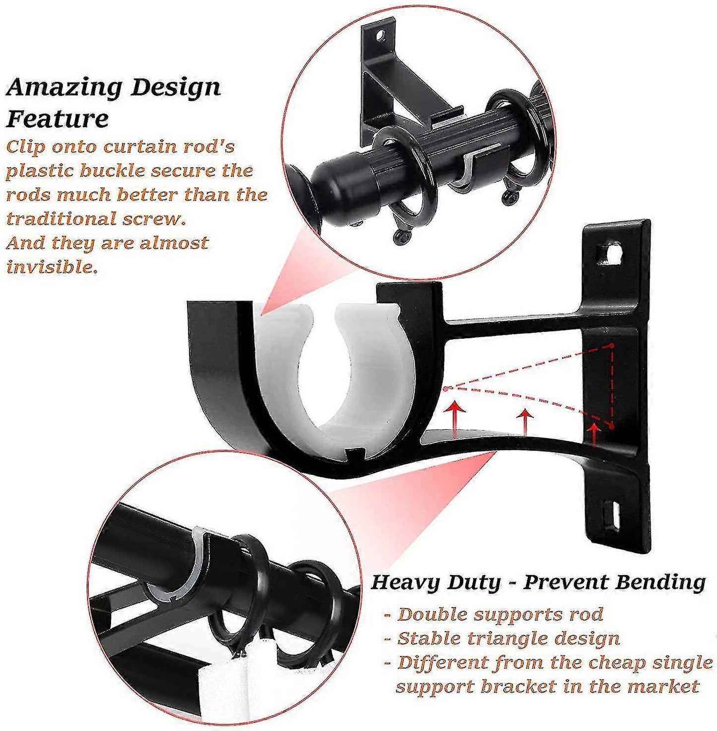 2pcs Small Curtain Rod Brackets, Curtain Rod Holders V1263-JX-5344
