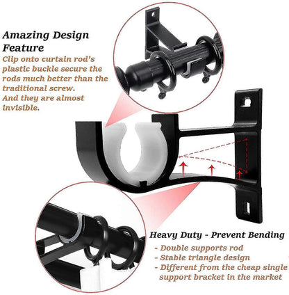 2pcs Small Curtain Rod Brackets, Curtain Rod Holders V1263-JX-5344