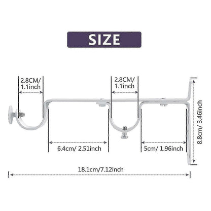3pcs Double Curtain Rod Brackets, Metal Holders & Hangers V1263-JX-5345