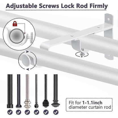 3pcs Double Curtain Rod Brackets, Metal Holders & Hangers V1263-JX-5345
