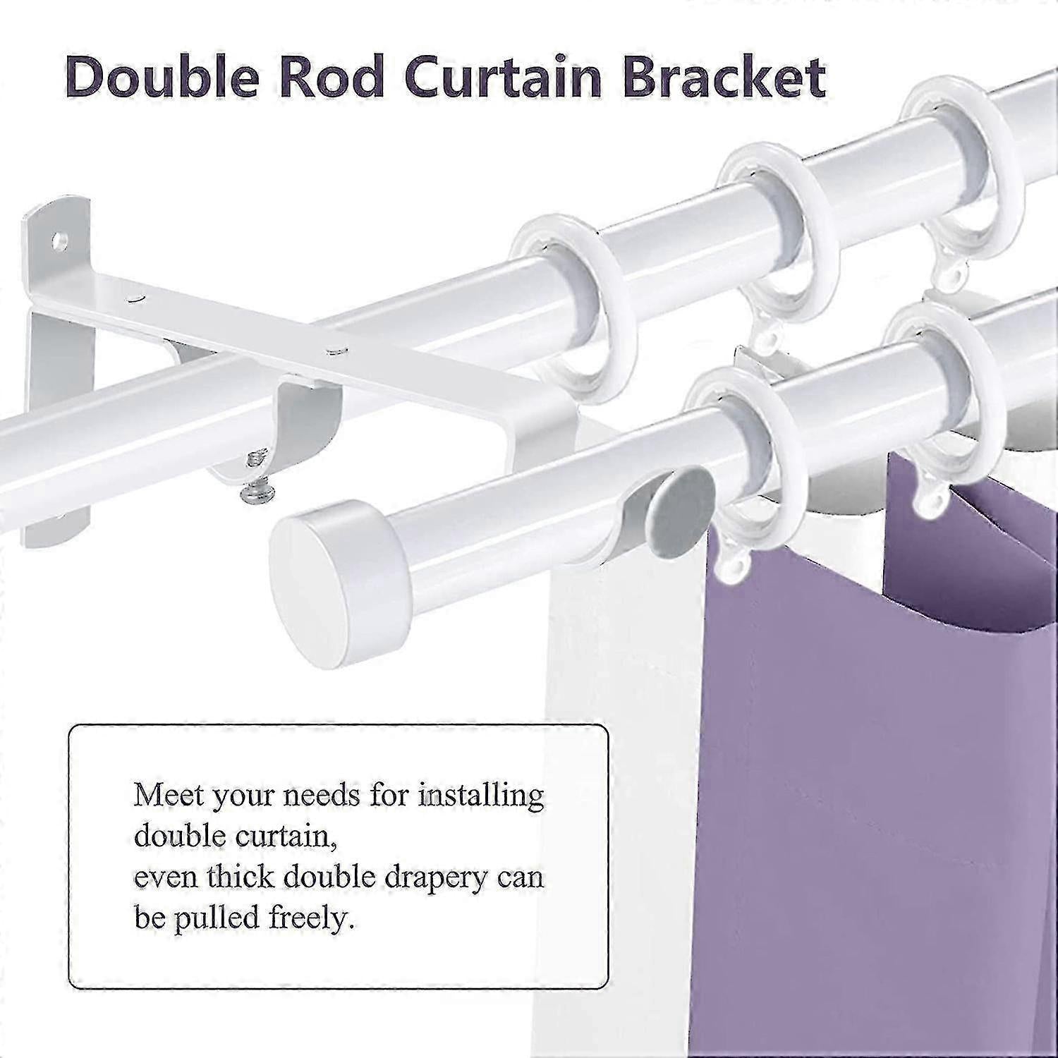 3pcs Double Curtain Rod Brackets, Metal Holders & Hangers V1263-JX-5345