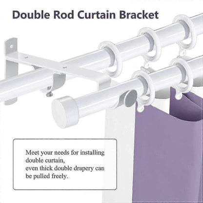 3pcs Double Curtain Rod Brackets, Metal Holders & Hangers V1263-JX-5345