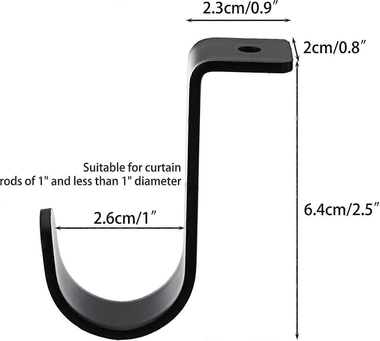 3pcs Metal Curtain Rod Brackets for 25mm Rod, Black Holders V1263-JX-5347