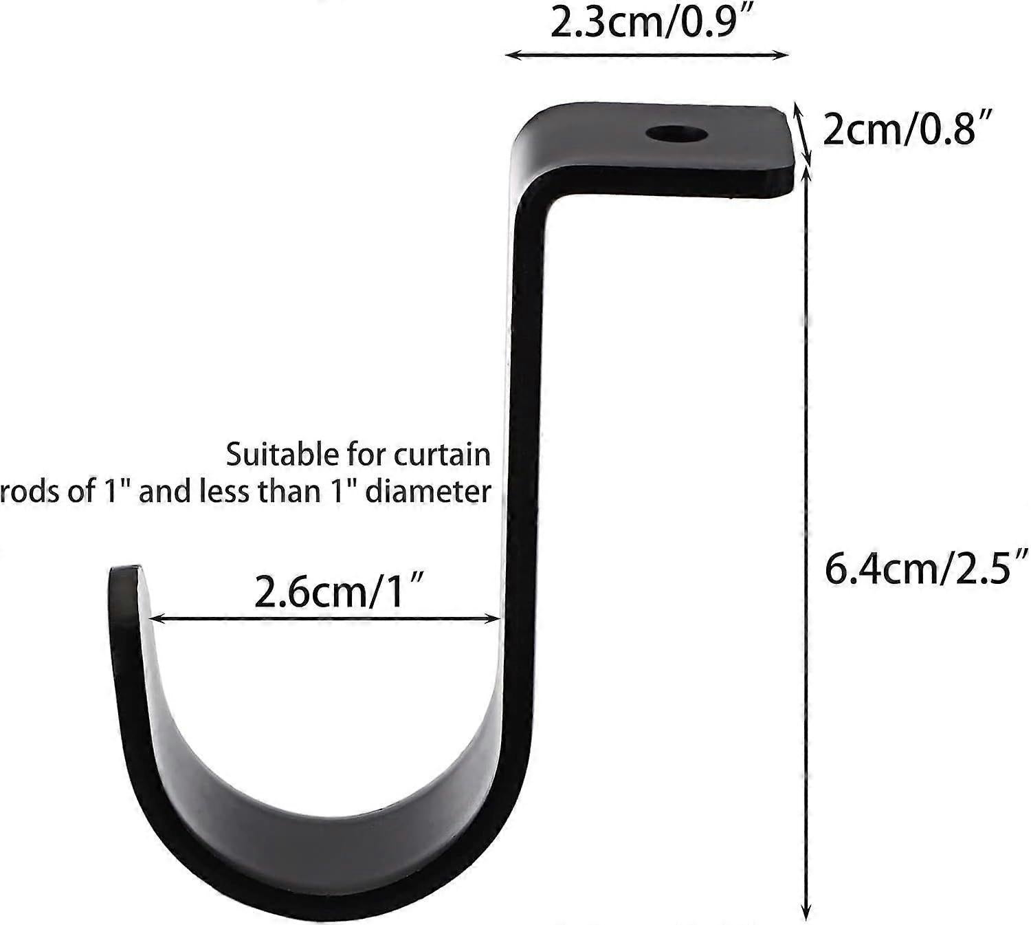 3pcs Metal Curtain Rod Brackets for 25mm Rod, Black Holders V1263-JX-5347
