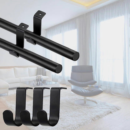 3pcs Metal Curtain Rod Brackets for 25mm Rod, Black Holders V1263-JX-5347