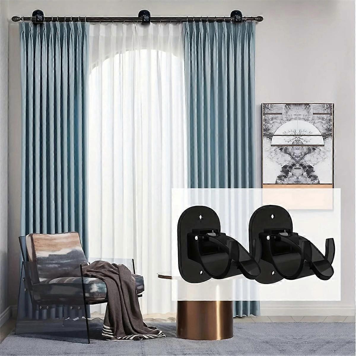 4pcs Curtain Rod Brackets, No-Drill Curtain Rod Holders Hooks V1263-JX-5348
