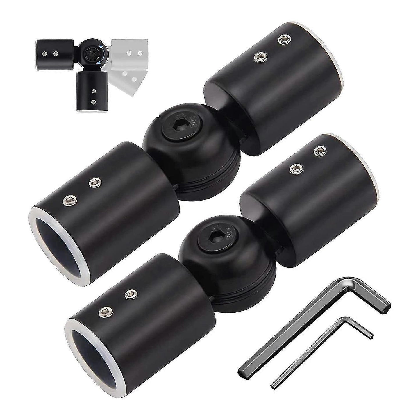 2pcs Curtain Rod Connectors, Adjustable Black for 1" Rods V1263-JX-5355